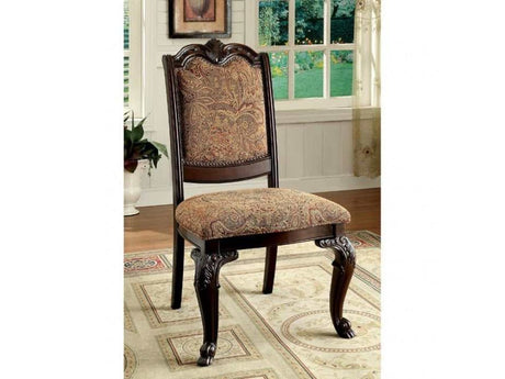 Bellagio Brown Cherry/Brown Fabric Side Chair (Set of 2) - Ornate Home