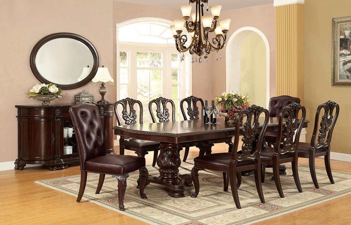 Bellagio Brown Cherry/Dark Brown Leatherette Side Chair (Set of 2) - Ornate Home