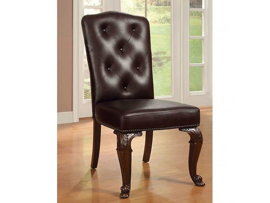 Bellagio Brown Cherry/Dark Brown Leatherette Side Chair (Set of 2) - Ornate Home