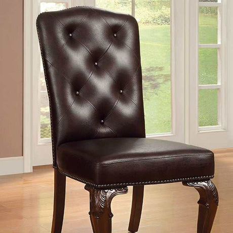 Bellagio Brown Cherry/Dark Brown Leatherette Side Chair (Set of 2) - Ornate Home
