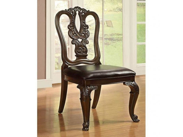 Bellagio Brown Cherry/Dark Brown Wooden/Leatherette Side Chair (Set of 2) - Ornate Home