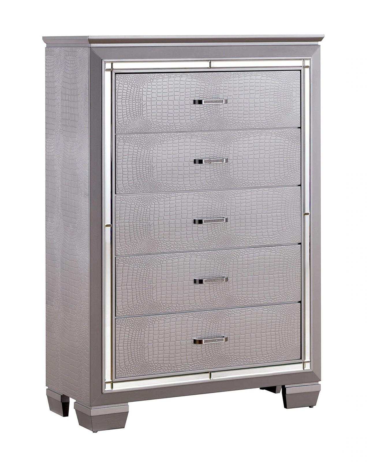 Bellanova Silver Queen Bedroom Set / 5pc - Ornate Home