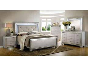 Bellanova Silver Queen Bedroom Set  w/ 2 Nightstands / 5pc - Ornate Home