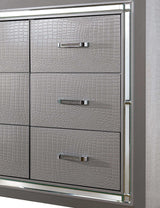 Bellanova Silver Queen Bedroom Set  w/ 2 Nightstands / 5pc - Ornate Home