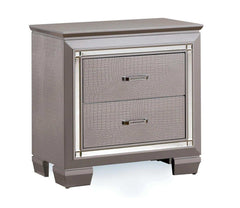 Bellanova Silver Queen Bedroom Set  w/ 2 Nightstands / 5pc - Ornate Home
