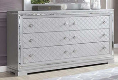 Belleterre Gray/Silver & Mirrored 4pc Queen Panel Bedroom Set - Ornate Home