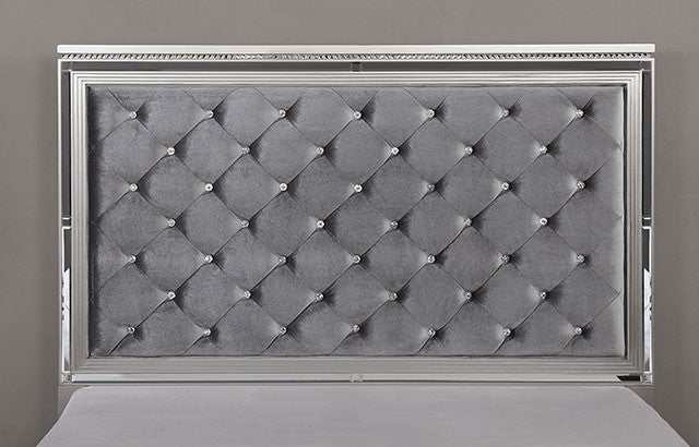 Belleterre Gray/Silver & Mirrored 5pc Queen Panel Bedroom Set - Ornate Home