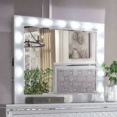 Belleterre Gray/Silver & Mirrored 5pc Queen Panel Bedroom Set - Ornate Home