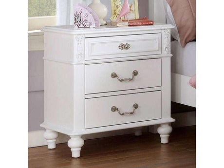 Belva White Nightstand w/ USB Outlet - Ornate Home