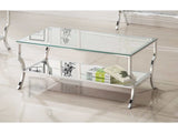 Benas Chrome Coffee Table w/ Mirrored Shelf - Ornate Home