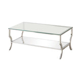 Benas Chrome Coffee Table w/ Mirrored Shelf - Ornate Home