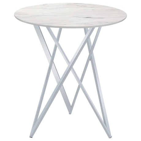 Bexter Faux White Marble / Chrome Bar Table - Ornate Home