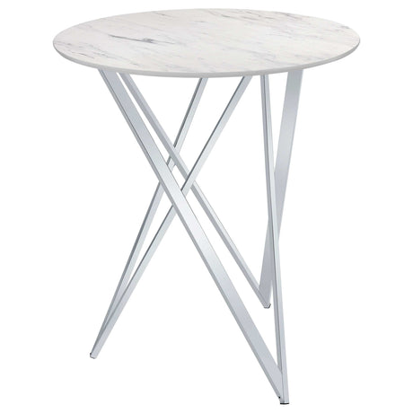 Bexter Faux White Marble / Chrome Bar Table - Ornate Home