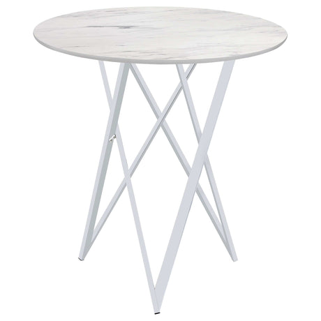 Bexter Faux White Marble / Chrome Bar Table - Ornate Home