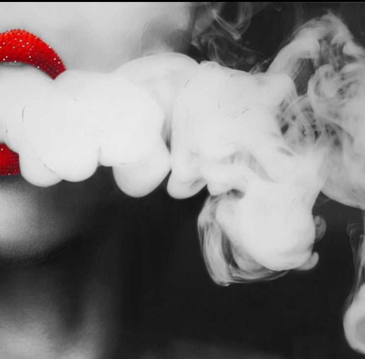 Billowing Smoke Tempered Glass w / Foil & Rhinestones Wall Art - Ornate Home