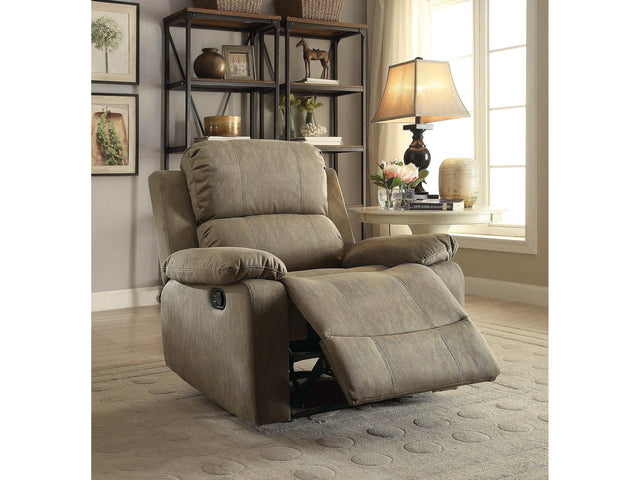 Bina Taupe Polished Microfiber Recliner (Motion) - Ornate Home