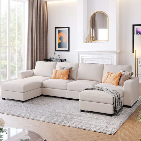 Biscar Convertible Modular Sectional Sofa Beige - Ornate Home
