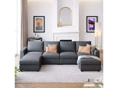 Biscar Convertible Modular Sectional Sofa Gray - Ornate Home