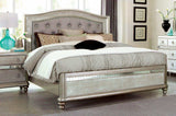 Bling Game Metallic Platinum California King Panel Bed - Ornate Home