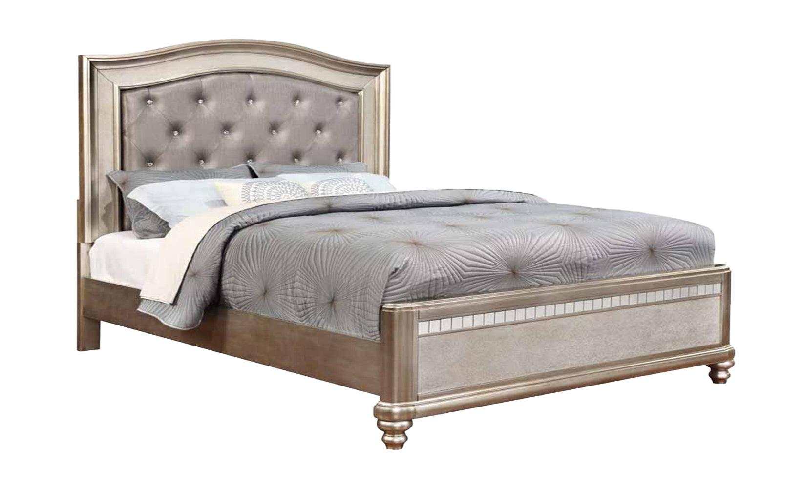 Bling Game Metallic Platinum California King Panel Bed - Ornate Home