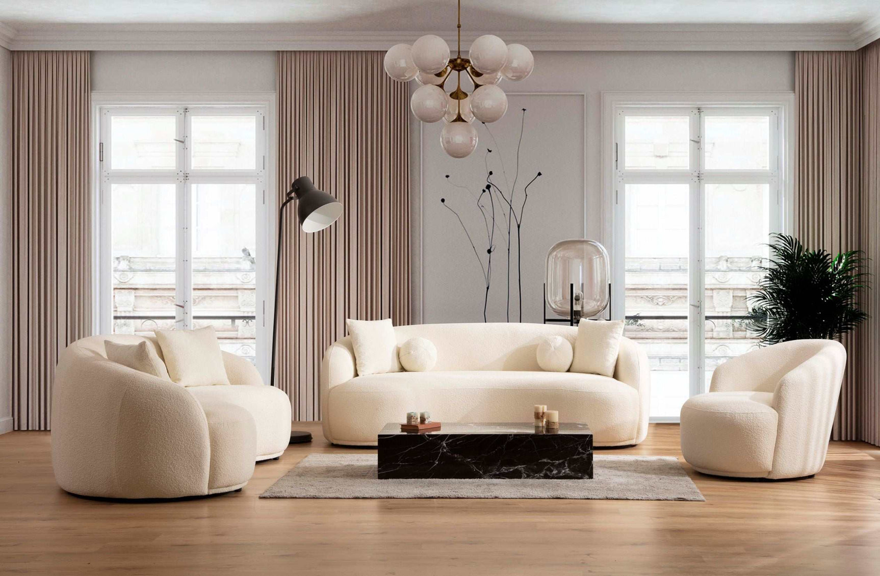 Bonita Ivory Boucle Sofa & Loveseat - Ornate Home