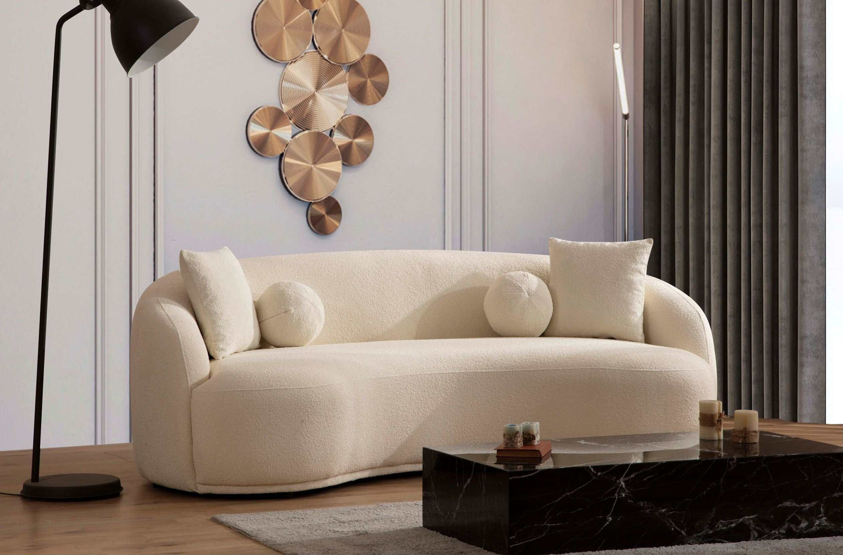 Bonita Ivory Boucle Sofa & Loveseat - Ornate Home