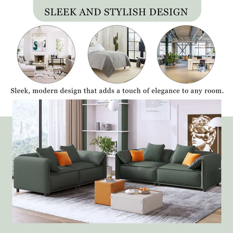 Boundary Modern 2-Piece Living Room Set Green - Ornate Home