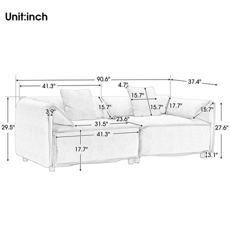 Boundary Modern 2-Piece Living Room Set Grey - Ornate Home