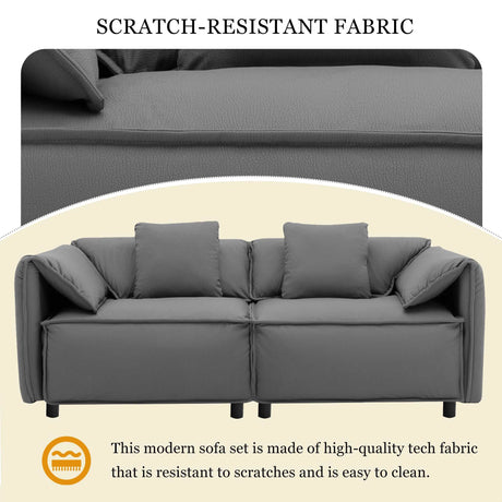 Boundary Modern 2-Piece Living Room Set Grey - Ornate Home