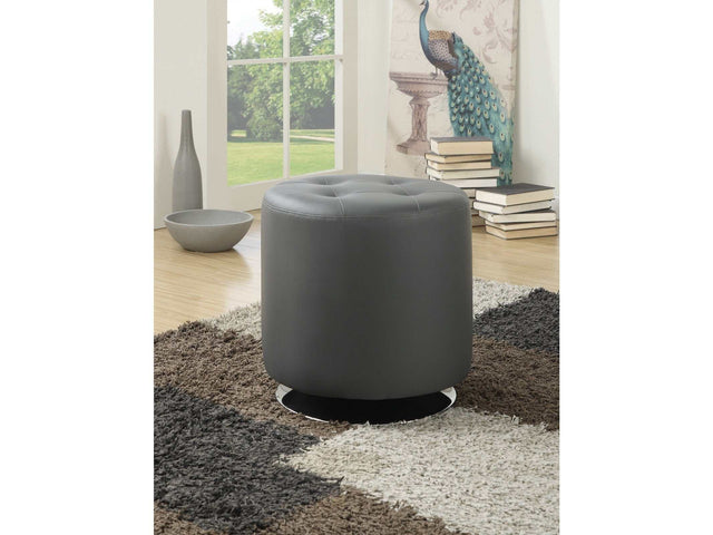 Bowman Grey Round Ottoman - Ornate Home