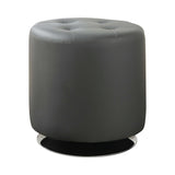 Bowman Grey Round Ottoman - Ornate Home