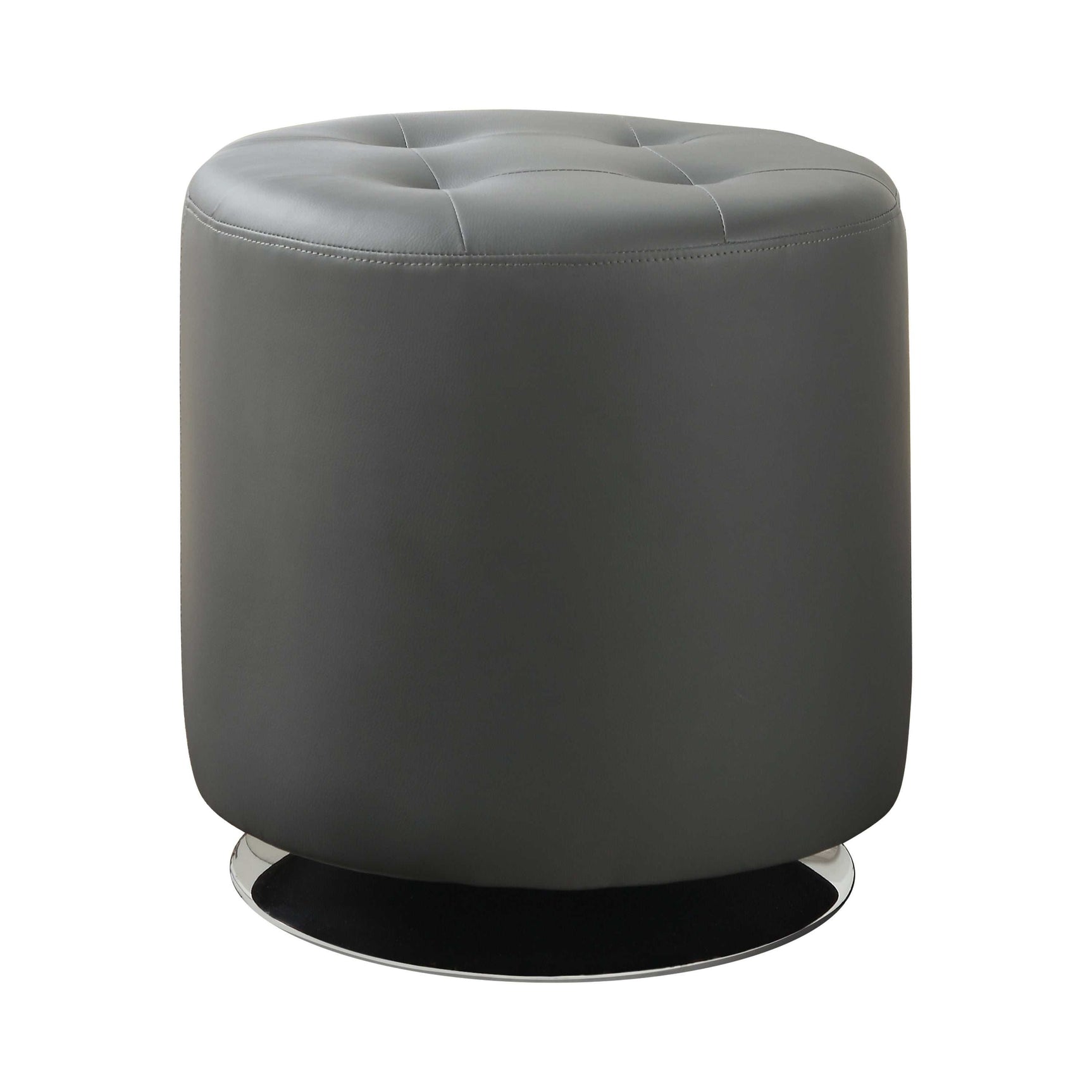Bowman Grey Round Ottoman - Ornate Home