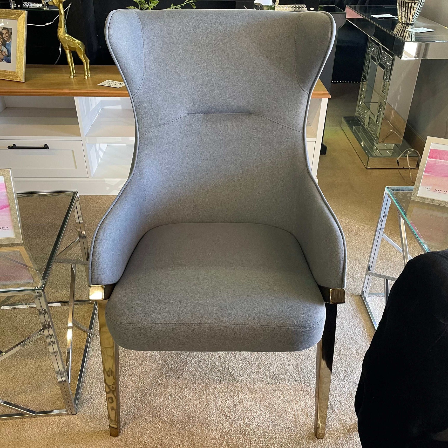 Bozarro Slate & Bronze Accent Chair - Ornate Home