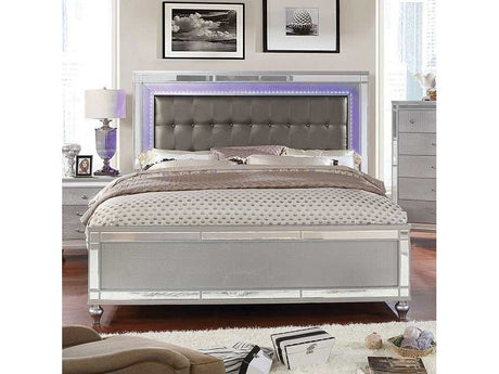 Brachium Silver E. King Bed w/ HB LED - Ornate Home