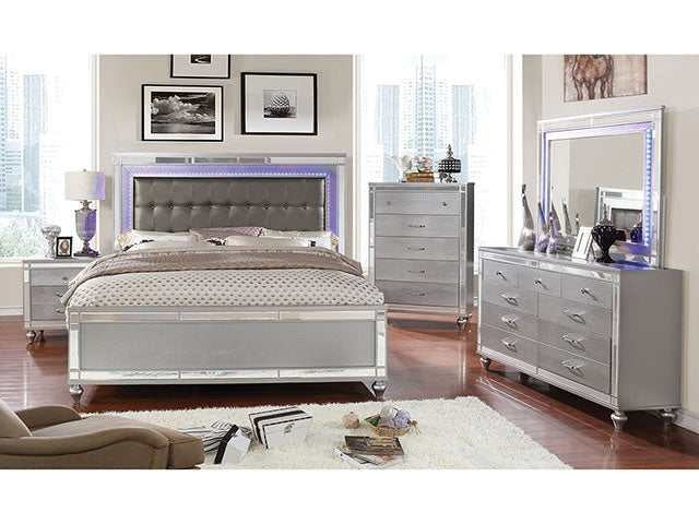Brachium Silver Queen Bed - Ornate Home