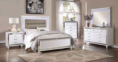 Brachium White Cal. King Bed w/ HB LED - Ornate Home