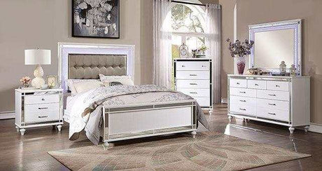 Brachium White Queen Bed w/ HB LED - Ornate Home
