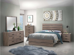 Brantford Barrel Oak 5pc Queen Panel Bedroom Set - Ornate Home