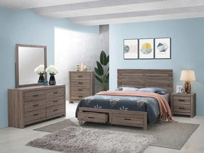 Brantford Barrel Oak 5pc Queen Storage Bedroom Set - Ornate Home