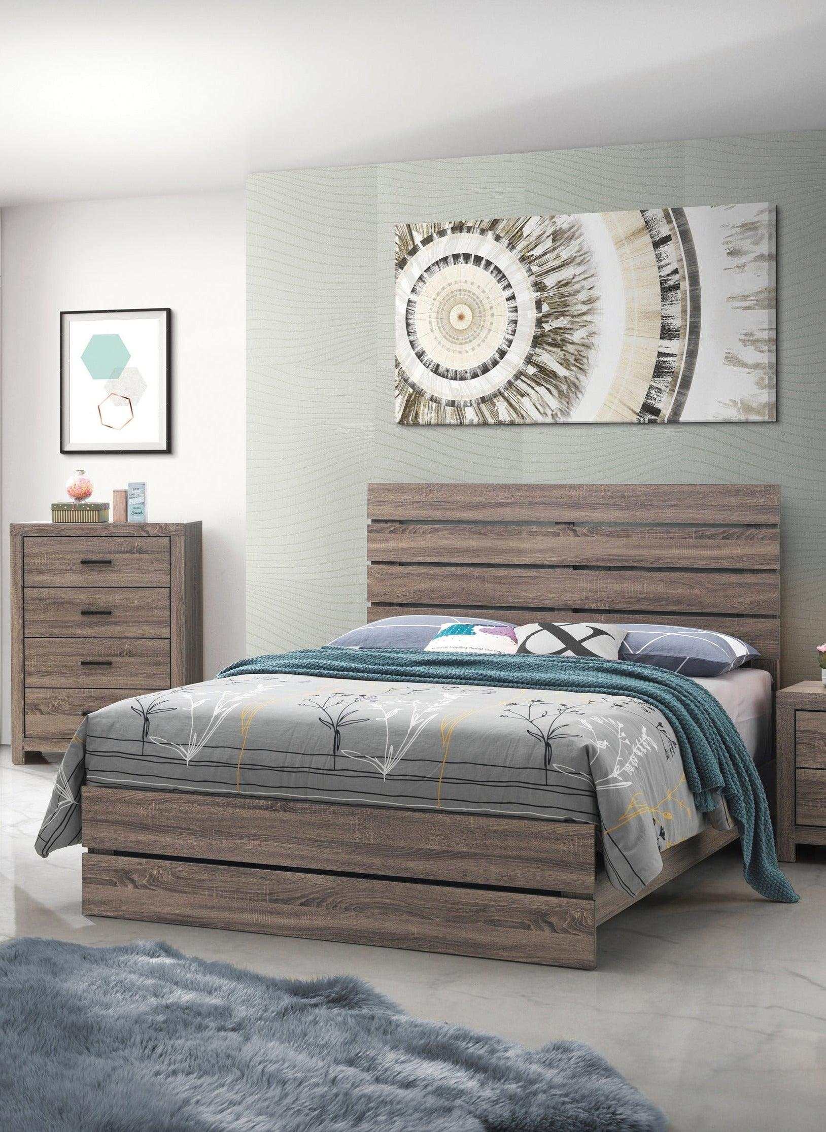 Brantford Barrel Oak Eastern King Panel Bed - Ornate Home
