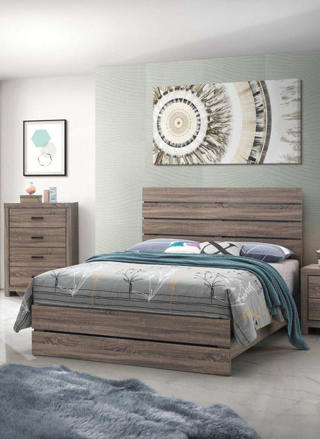 Brantford Barrel Oak Eastern King Panel Bed - Ornate Home