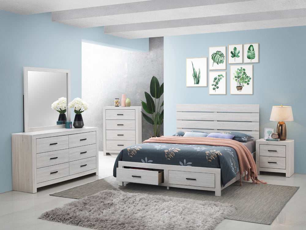 Brantford Coastal White Storage Queen Bed 4 Pc Set - Ornate Home