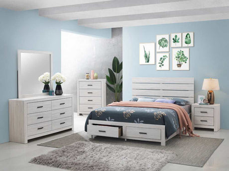Brantford Coastal White Storage Queen Bed 4 Pc Set - Ornate Home