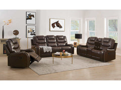 Braylon Brown PU Motion Sofa+Loveseat - Ornate Home