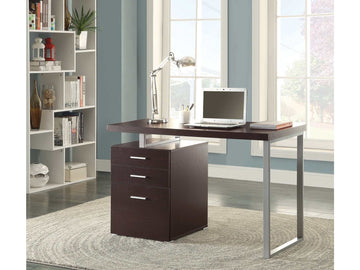 Brennan Cappuccino 3 Drawer Office Desk - Ornate Home