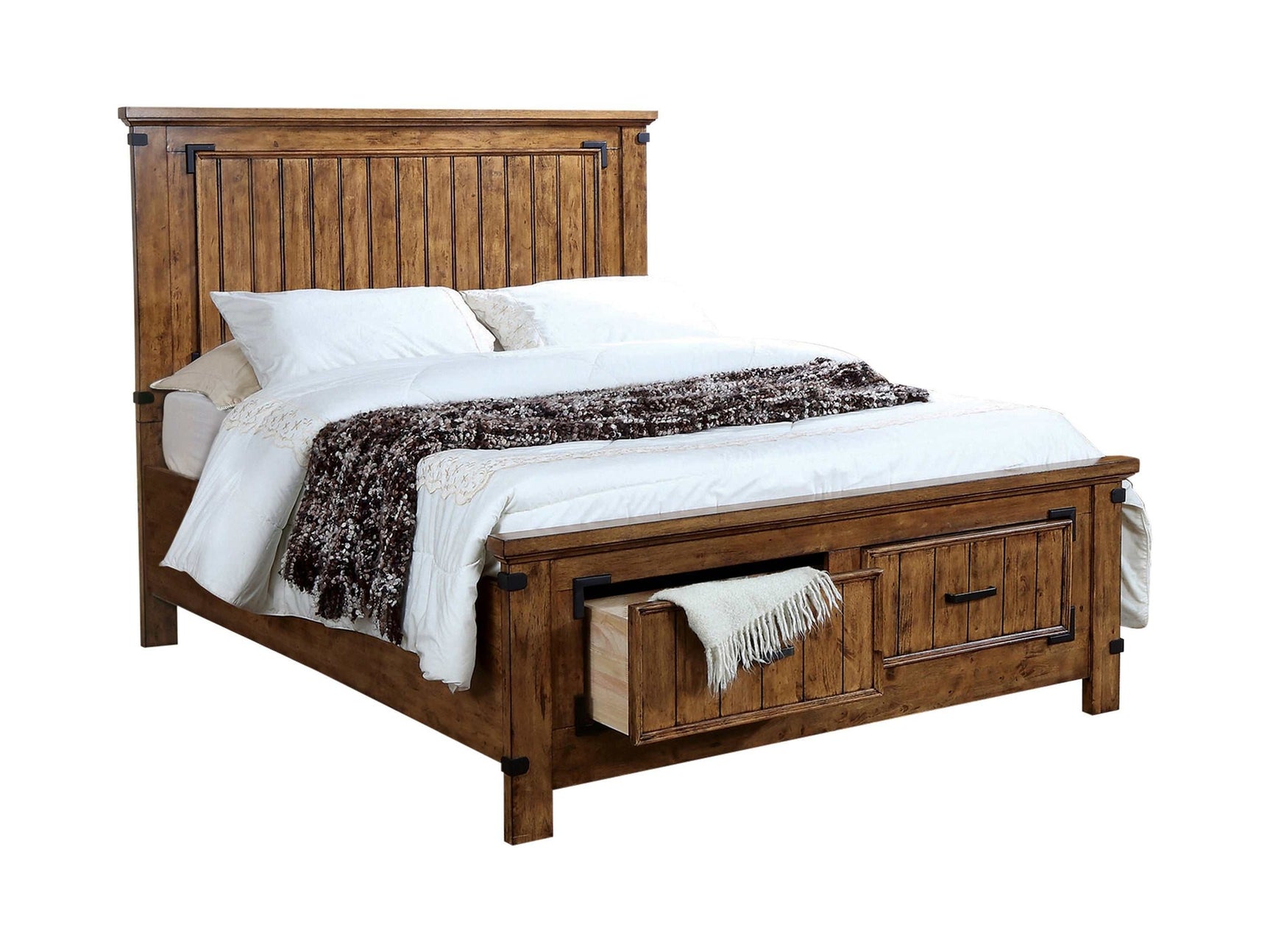 Brenner Rustic Honey California King Storage Bed - Ornate Home