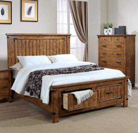 Brenner Rustic Honey California King Storage Bed - Ornate Home