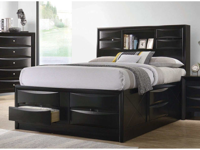 Briana Black Eastern King Bed w/ Storage - Ornate Home