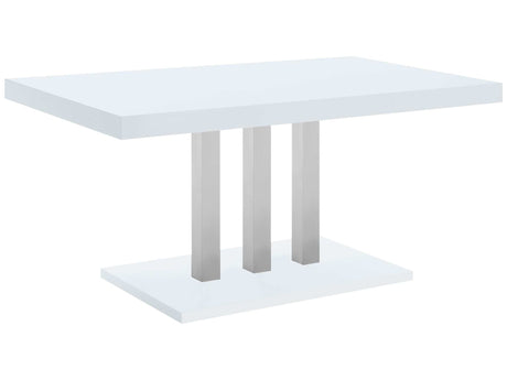 Brooklyn White High Gloss / Stainless Steel Dining Table - Ornate Home