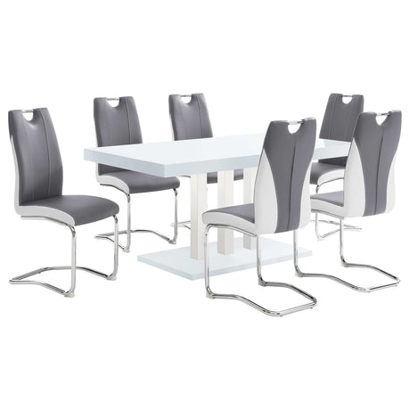 Brooklyn White High Gloss / Stainless Steel Dining Table - Ornate Home